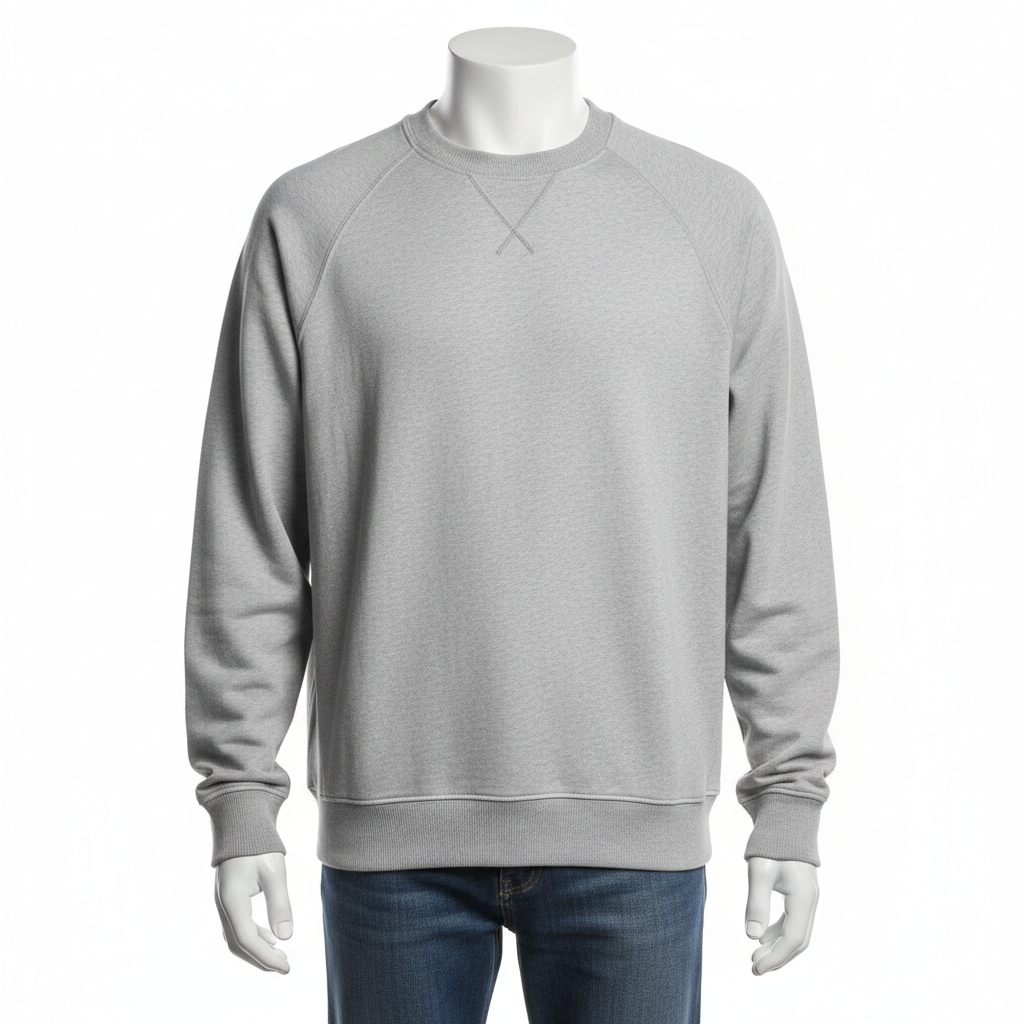 Men's Crew Neck Sweatshirt - Silver Front View