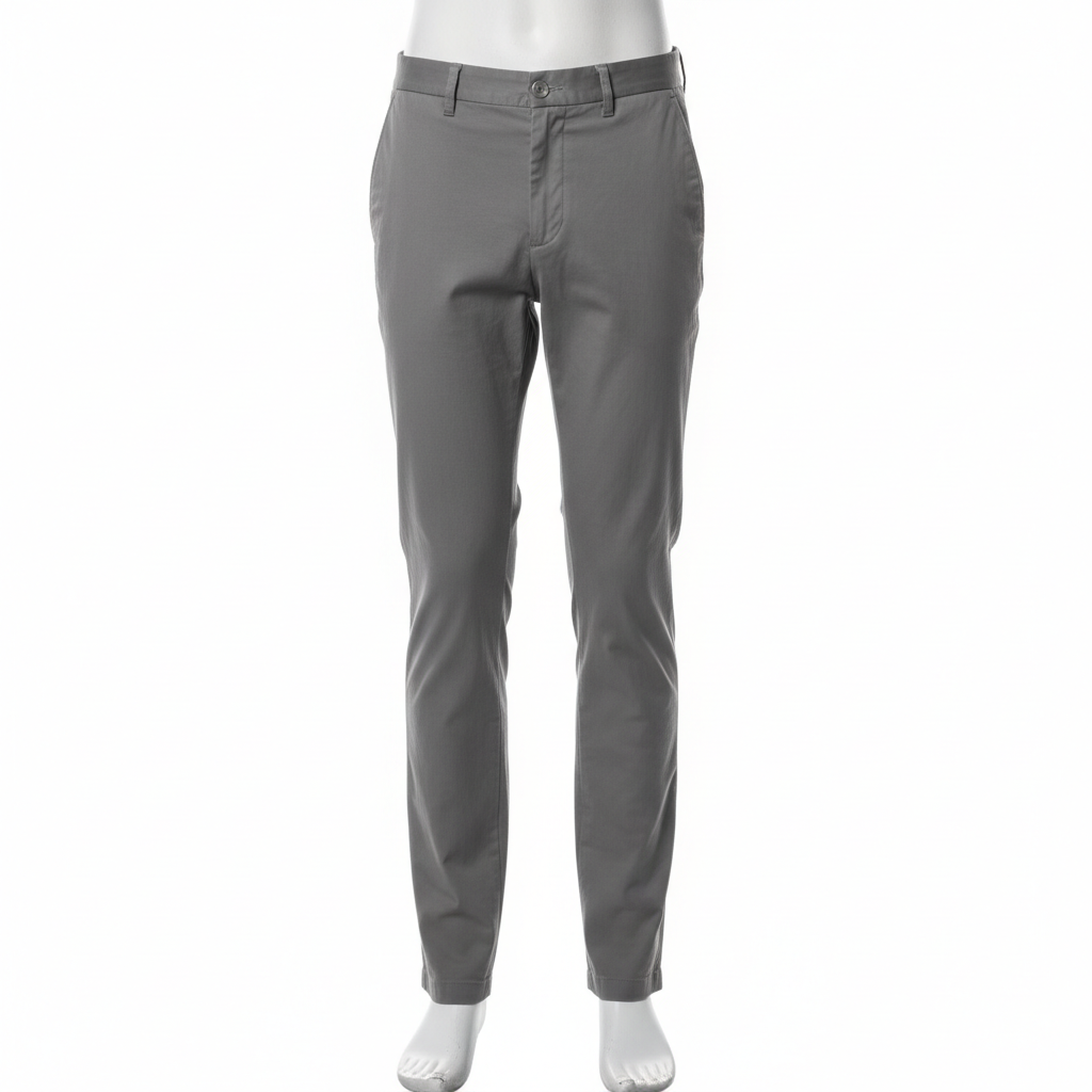 Men's Slim Fit Chino Trousers - Gray Front View