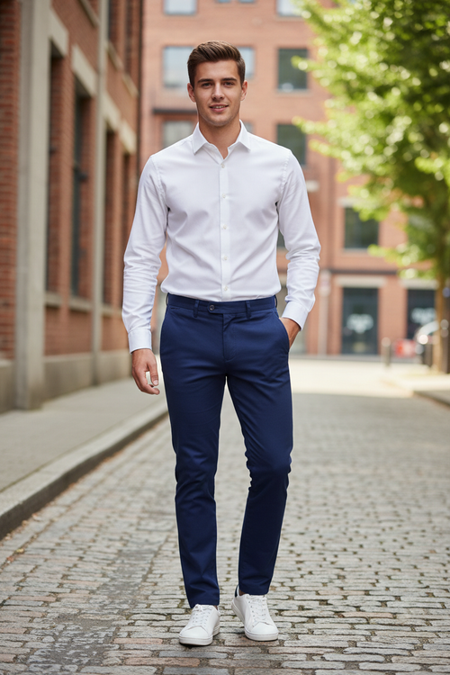 Men's Slim Fit Chino Trousers - Navy Lifestyle