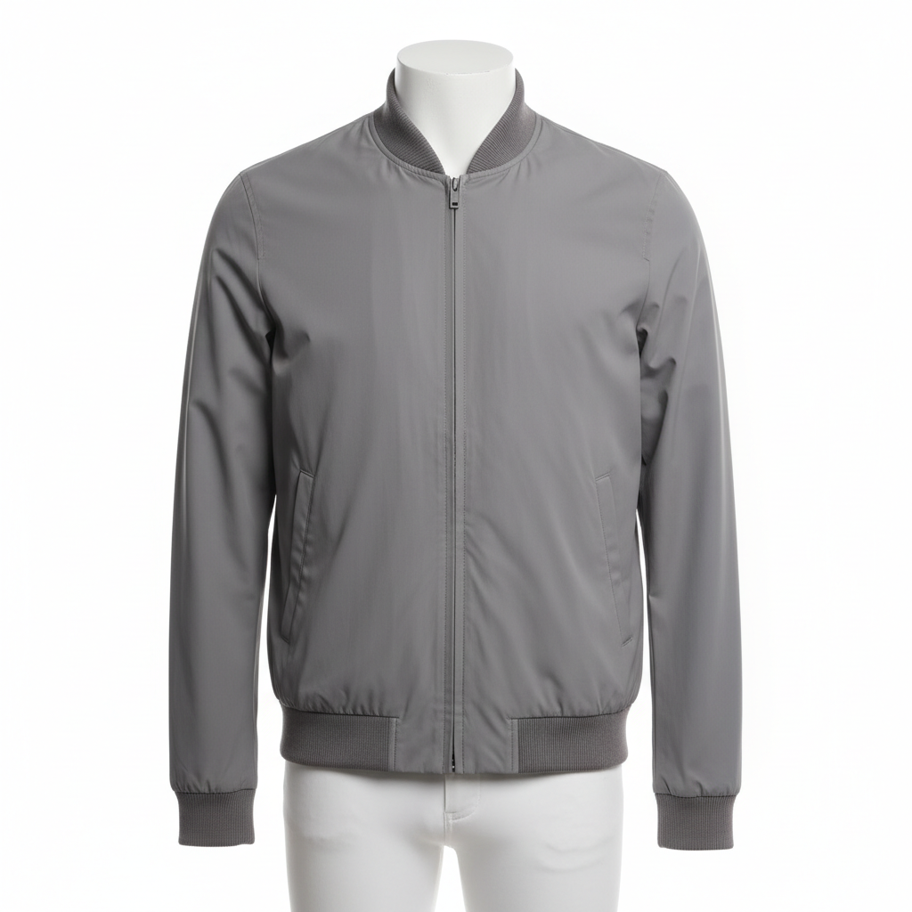 Men's Lightweight Bomber Jacket - Grey Front View