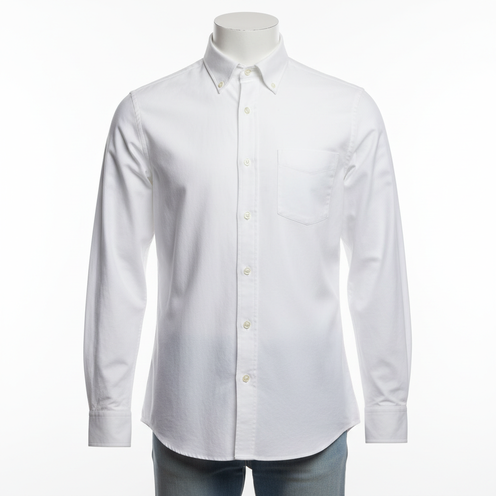 Men's Classic White Oxford Shirt - Front View