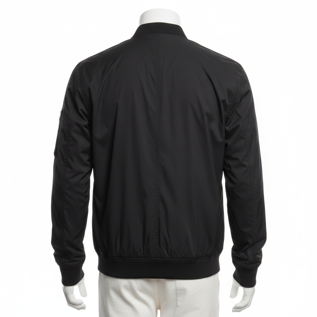 Men's Lightweight Bomber Jacket - Black Back View