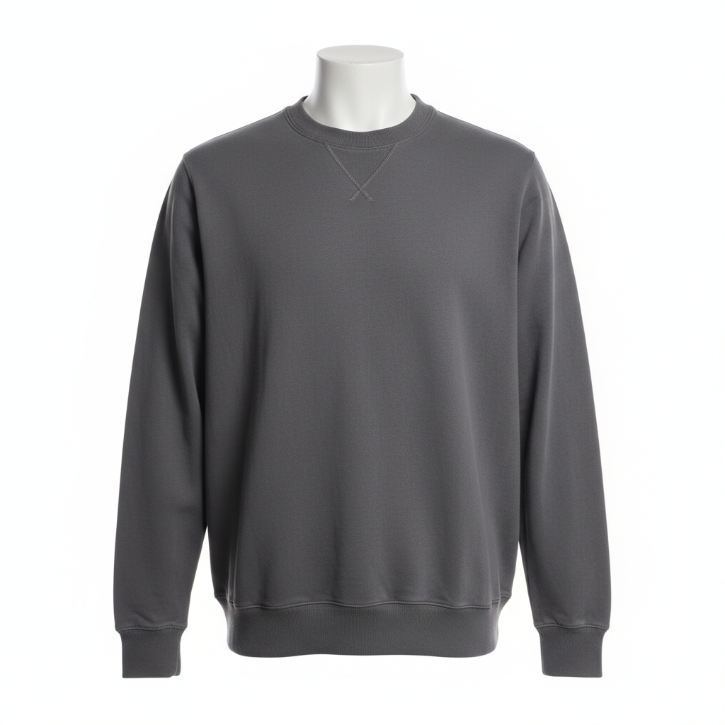 Men's Crew Neck Sweatshirt - Gray Front View