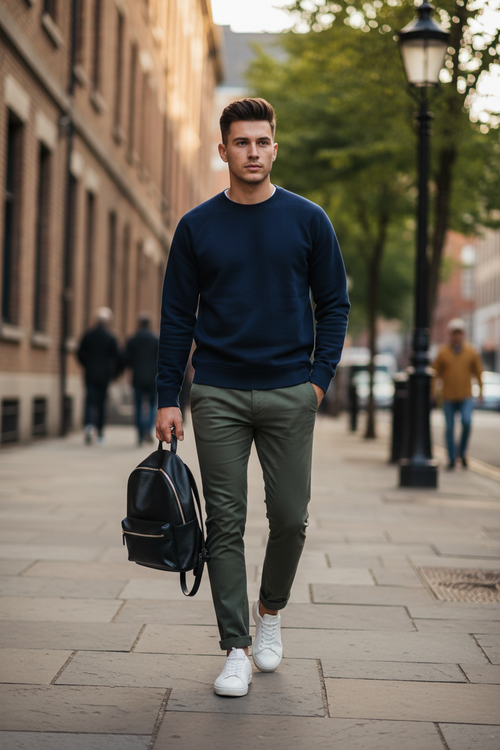 Men's Crew Neck Sweatshirt - Navy Lifestyle