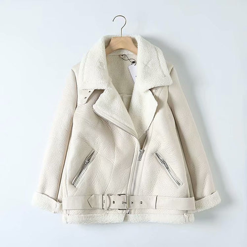 Beige jacket with zippers on a white background