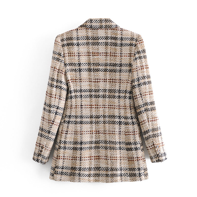Plaid patterned jacket on a white background