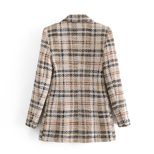 Plaid patterned jacket on a white background